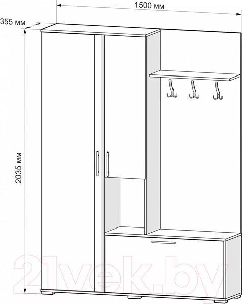 Изображение товара Секция в прихожую Mebel-Ars Саша (дуб сонома/белый)