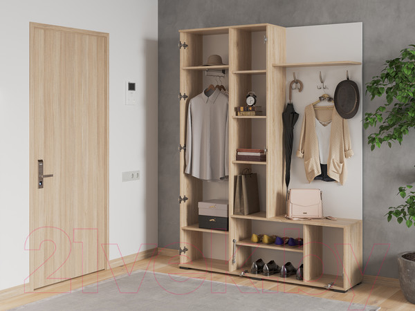 Изображение товара Секция в прихожую Mebel-Ars Саша (дуб сонома/белый)