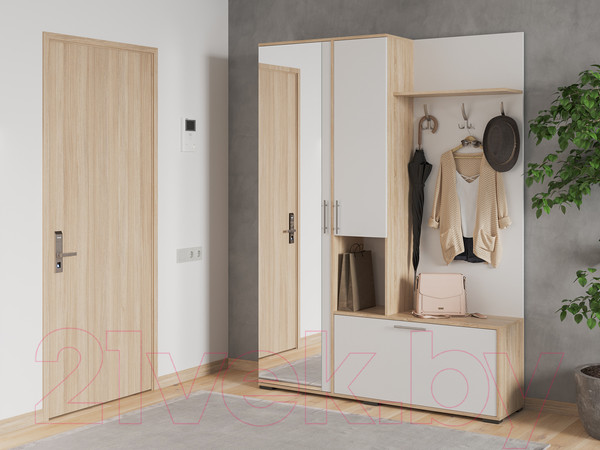 Изображение товара Секция в прихожую Mebel-Ars Саша (дуб сонома/белый)