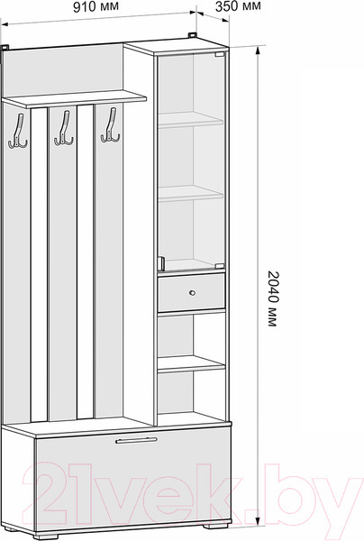 Изображение товара Секция в прихожую Mebel-Ars Ника (белый)