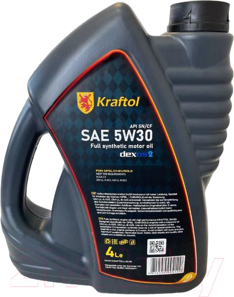 Изображение товара Моторное масло Kraftol 5W30 для Opel SN/CF C3 / 4120 (4л)