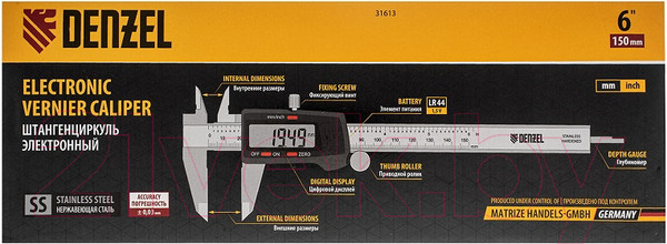 Изображение товара Штангенциркуль Denzel 31613