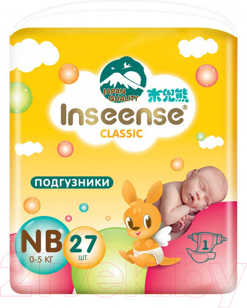 Изображение товара Подгузники детские Inseense Classic NB 0-5 кг / InsCNB27Yel (27шт)