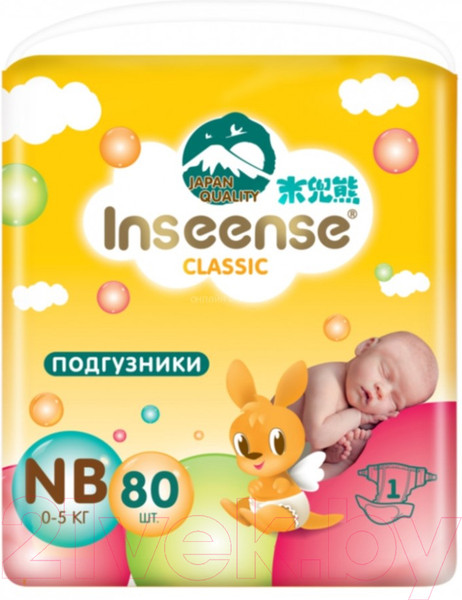 Изображение товара Подгузники детские Inseense Classic NB 0-5 кг / InsCNB80Yel (80шт)