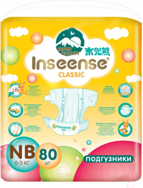 Изображение товара Подгузники детские Inseense Classic NB 0-5 кг / InsCNB80Yel (80шт)