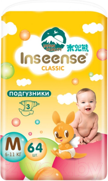 Изображение товара Подгузники детские Inseense Classic M 6-11 кг / InsCM64Yel (64шт)