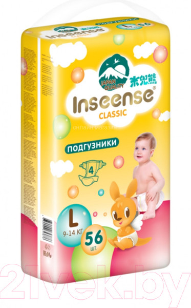 Изображение товара Подгузники детские Inseense Classic L 9-14 кг / InsCL56Yel (56шт)