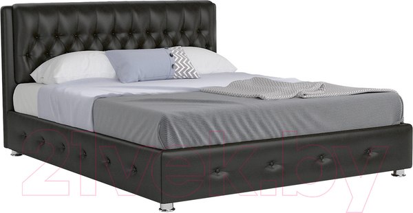 Изображение товара Двуспальная кровать Mebel-Ars Граф 160 (экокожа черная)