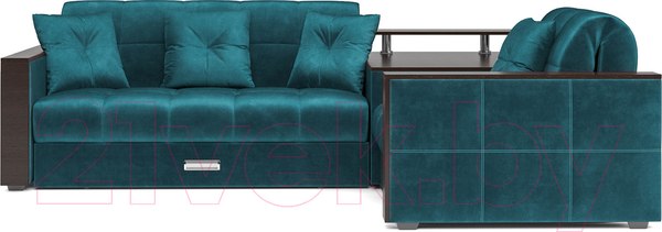 Изображение товара Диван угловой Mebel-Ars Прага (бархат сине-зеленый Star Velvet 43 Black Green)