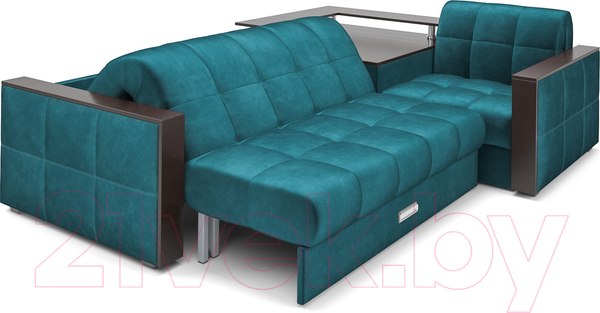Изображение товара Диван угловой Mebel-Ars Прага (бархат сине-зеленый Star Velvet 43 Black Green)