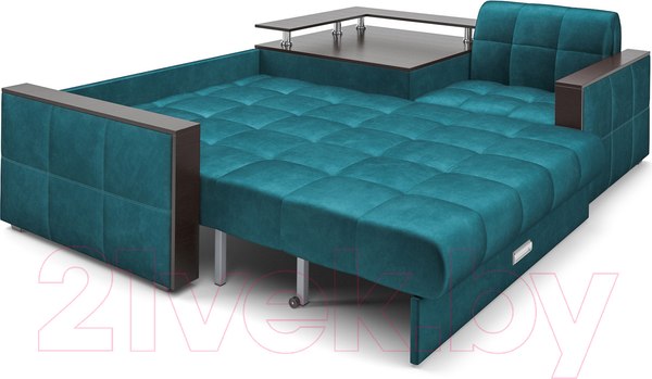 Изображение товара Диван угловой Mebel-Ars Прага (бархат сине-зеленый Star Velvet 43 Black Green)