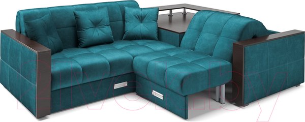 Изображение товара Диван угловой Mebel-Ars Прага (бархат сине-зеленый Star Velvet 43 Black Green)