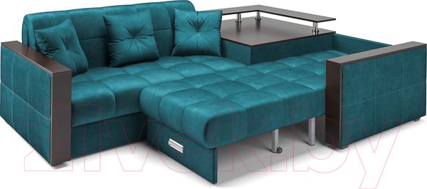 Изображение товара Диван угловой Mebel-Ars Прага (бархат сине-зеленый Star Velvet 43 Black Green)