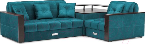 Изображение товара Диван угловой Mebel-Ars Прага (бархат сине-зеленый Star Velvet 43 Black Green)