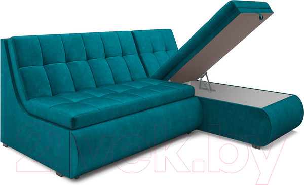 Изображение товара Диван угловой Mebel-Ars Дубай (бархат сине-зеленый Star Velvet 43 Black Green)