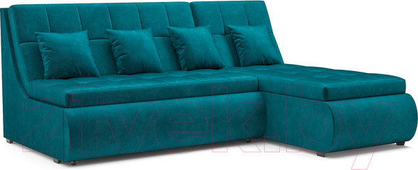 Изображение товара Диван угловой Mebel-Ars Дубай (бархат сине-зеленый Star Velvet 43 Black Green)