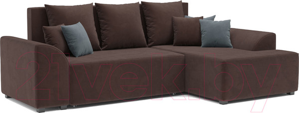 Изображение товара Диван угловой Mebel-Ars Каскад правый (велюр молочный шоколад НВ-178 13)