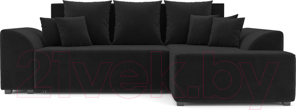 Изображение товара Диван угловой Mebel-Ars Каскад правый (велюр черный НВ-178 17)