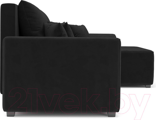 Изображение товара Диван угловой Mebel-Ars Каскад правый (велюр черный НВ-178 17)