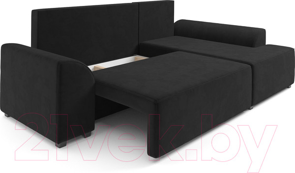 Изображение товара Диван угловой Mebel-Ars Каскад правый (велюр черный НВ-178 17)