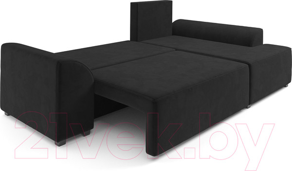 Изображение товара Диван угловой Mebel-Ars Каскад правый (велюр черный НВ-178 17)