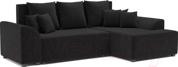 Изображение товара Диван угловой Mebel-Ars Каскад правый (велюр черный НВ-178 17)