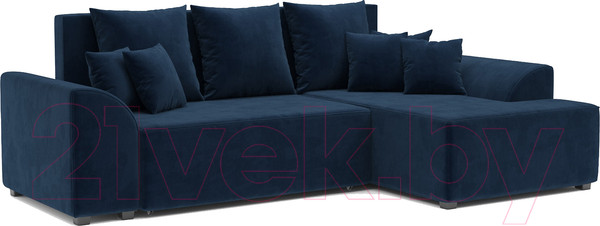 Изображение товара Диван угловой Mebel-Ars Каскад правый (темно-синий/Luna 034)