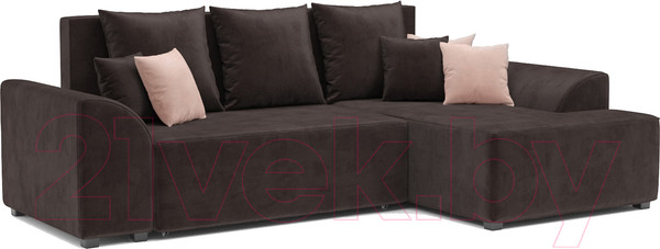 Изображение товара Диван угловой Mebel-Ars Каскад правый (кордрой коричневый)