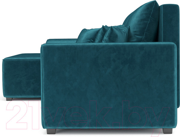 Изображение товара Диван угловой Mebel-Ars Каскад левый (бархат сине-зеленый Star Velvet 43 Black Green)