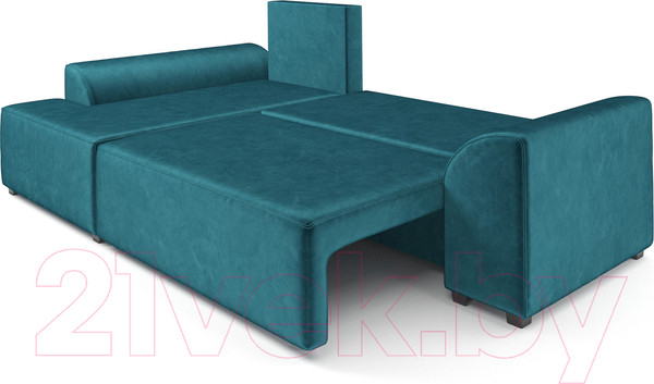 Изображение товара Диван угловой Mebel-Ars Каскад левый (бархат сине-зеленый Star Velvet 43 Black Green)