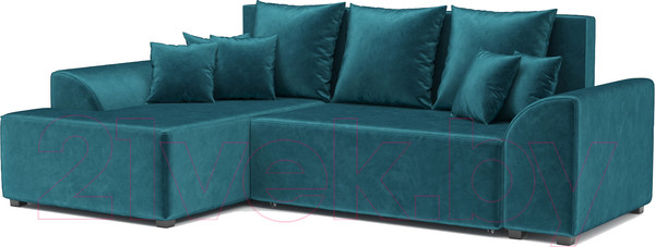 Изображение товара Диван угловой Mebel-Ars Каскад левый (бархат сине-зеленый Star Velvet 43 Black Green)