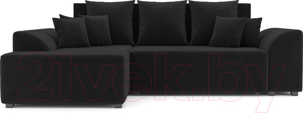 Изображение товара Диван угловой Mebel-Ars Каскад левый (велюр черный НВ-178 17)