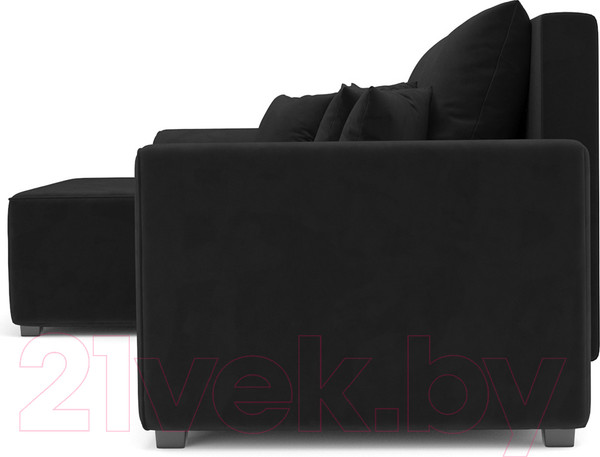 Изображение товара Диван угловой Mebel-Ars Каскад левый (велюр черный НВ-178 17)