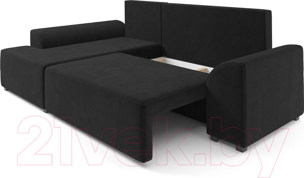 Изображение товара Диван угловой Mebel-Ars Каскад левый (велюр черный НВ-178 17)