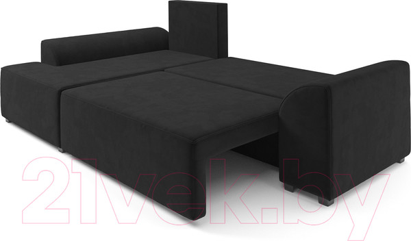 Изображение товара Диван угловой Mebel-Ars Каскад левый (велюр черный НВ-178 17)