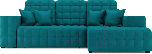 Изображение товара Диван угловой Mebel-Ars Мадрид правый (бархат сине-зеленый Star Velvet 43 Black Green)