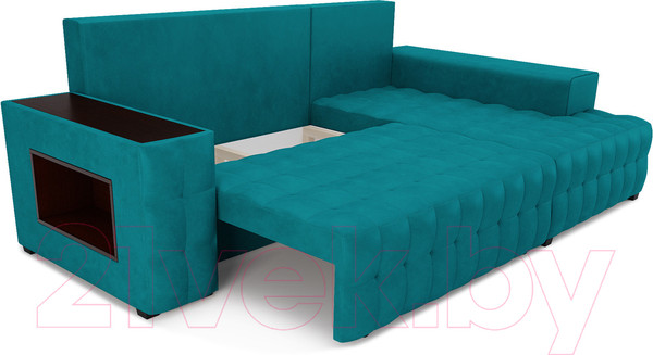 Изображение товара Диван угловой Mebel-Ars Мадрид правый (бархат сине-зеленый Star Velvet 43 Black Green)