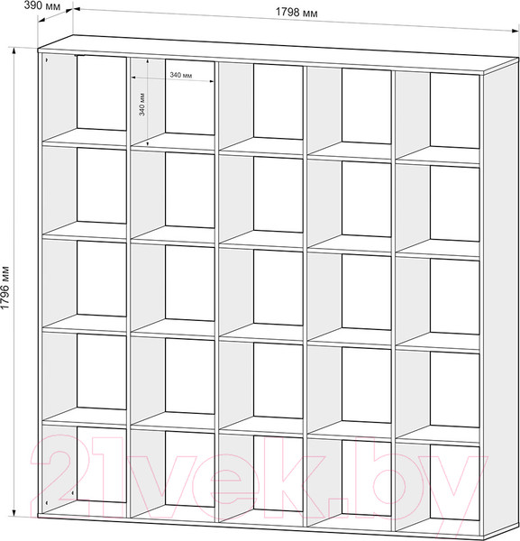 Изображение товара Стеллаж Mebel-Ars Калакс 5x5 (венге цаво)