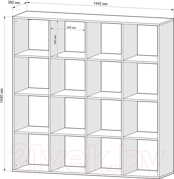 Изображение товара Стеллаж Mebel-Ars Калакс 4x4 (венге цаво)