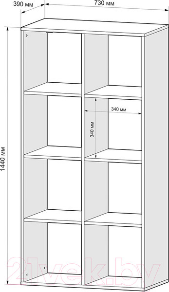 Изображение товара Стеллаж Mebel-Ars Калакс 2x4 (белый)