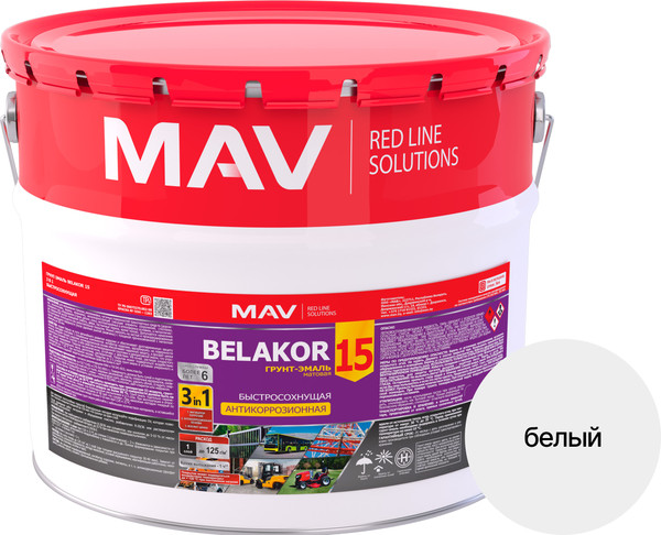 Изображение товара Грунт-эмаль MAV Belakor 15 (10л, белый матовый)