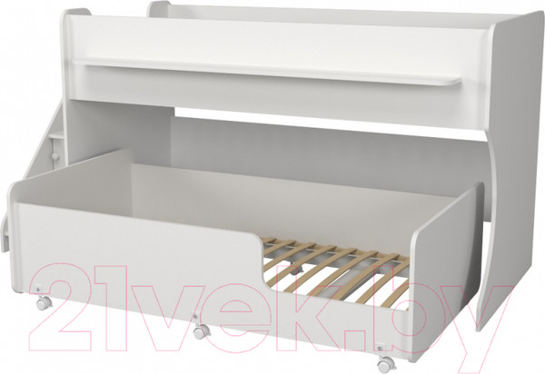 Изображение товара Двухъярусная кровать детская Капризун 12 Р444-2 с лестницей и ящиками (белый)