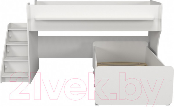 Изображение товара Двухъярусная кровать детская Капризун 12 Р444-2 с лестницей и ящиками (белый)