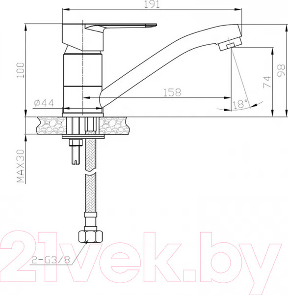 Изображение товара Смеситель Voda SW 15 TW