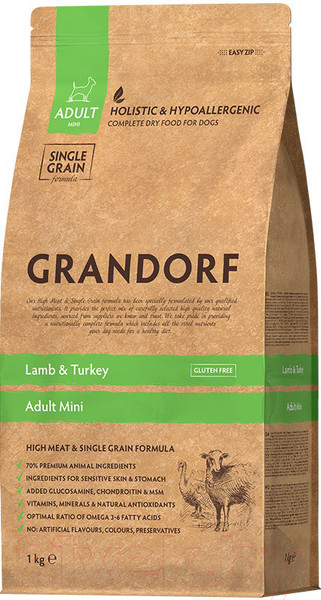 Изображение товара Сухой корм для собак Grandorf Dog Mini Breeds Lamb & Turkey (1кг)