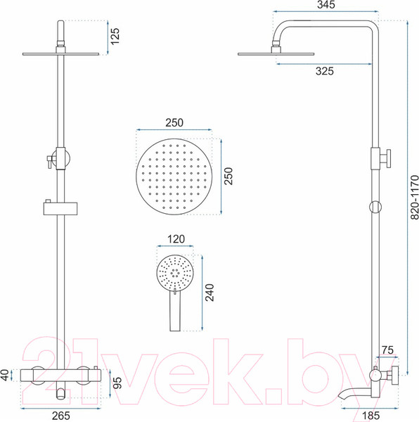 Изображение товара Душевая система со смесителем REA P4114
