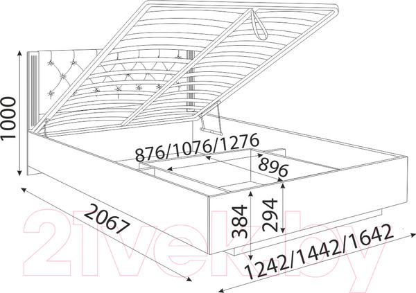 Изображение товара Двуспальная кровать Rinner Тиффани М40 с ПМ и каретной стяжкой 160x200 (белый текстурный)