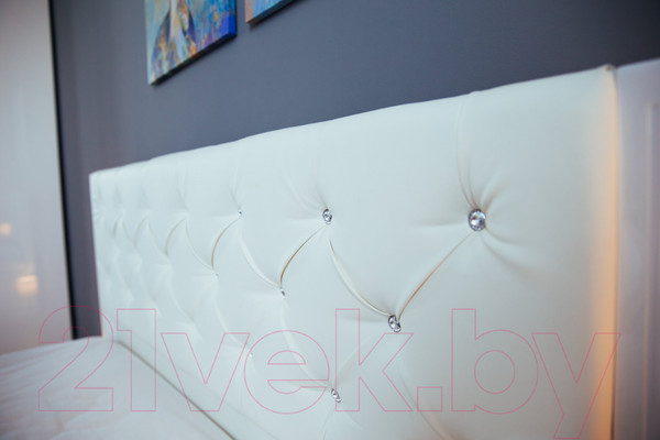 Изображение товара Двуспальная кровать Rinner Тиффани М40 с ПМ и каретной стяжкой 160x200 (белый текстурный)