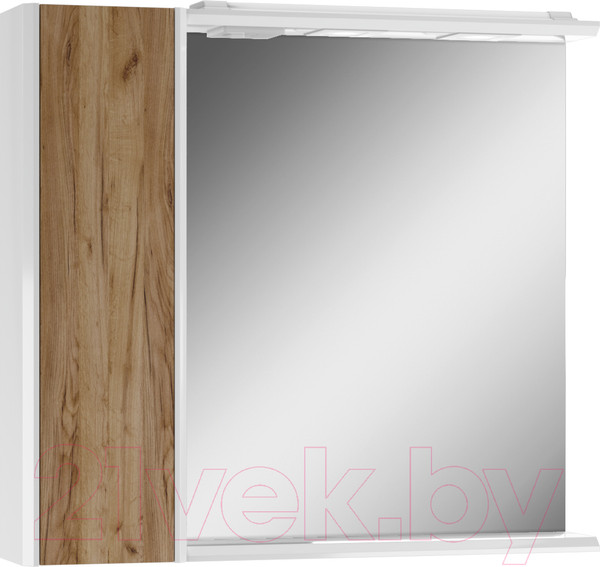 Изображение товара Шкаф с зеркалом для ванной Домино Uno 80 (дуб вотан, левый/правый)