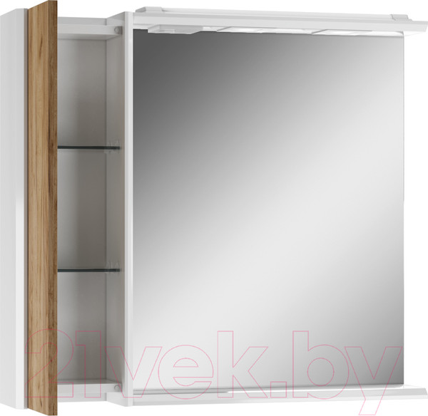 Изображение товара Шкаф с зеркалом для ванной Домино Uno 80 (дуб вотан, левый/правый)